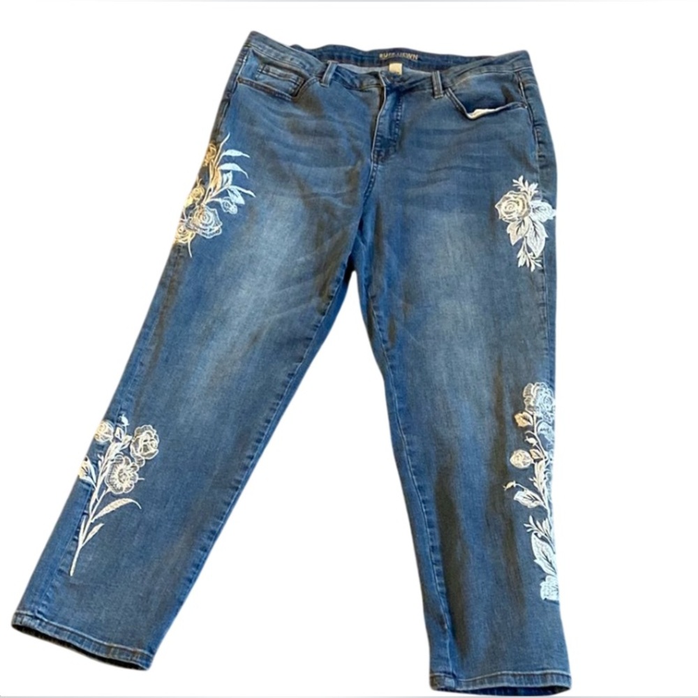 Ruff Hewn Womens Jeans Embroidered Blue Denim Medium Wash High Rise Plus 16